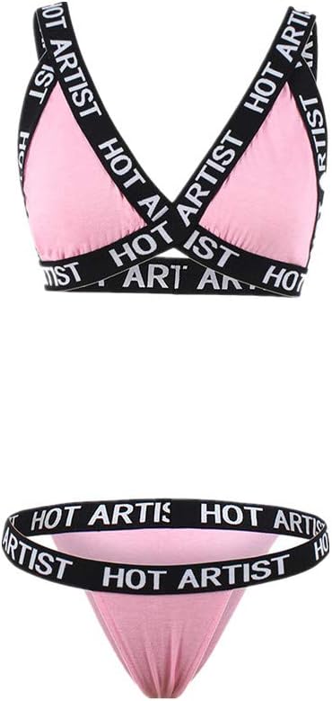 Gergeos HOT Artist Women Sexy Lingerie Letter Corset Bra + Thong G-String Sleepwear Underwear Bikini Set