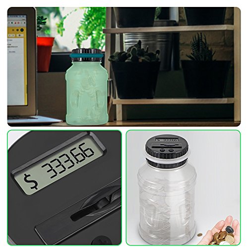 image for ALLOMN Digital Coin Bank Savings Jar, Digital Coin Counter Clear Digit