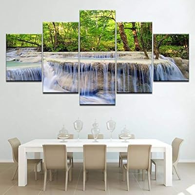 Xbhfyjk Home Decor Canvas Wall Art Pictures Modular 5 Pieces Peaceful Waterfall Natural Landscape Paintings Hd Prints Posters Buy Online At Best Price In Uae Amazon Ae