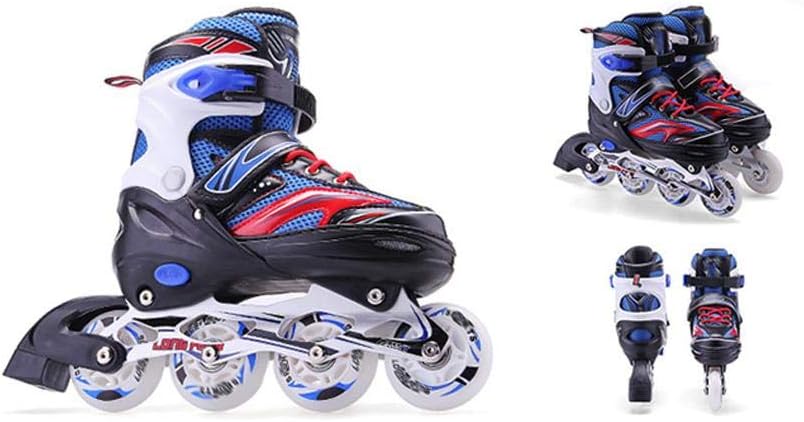CLEBAO 4 Size Adjustable Inline Skates for Kids and Adults Flash Men and Women Inline Roller Skates Beginners Boys and Girls Roller Blades Pu Mesh