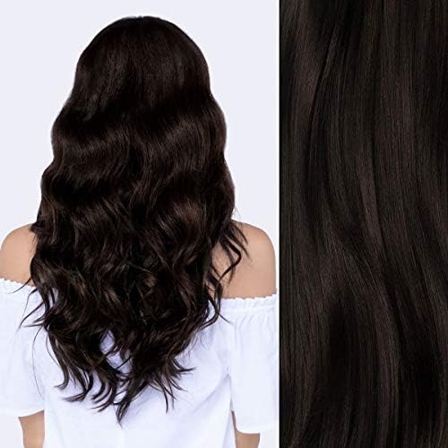 200g Real Triple Weft Extra Thick Clip in 100% Remy Human Hair Extensions Full Head (22 inch 7.05Oz #1C Mocha Brown) 8 Pcs Set Grade 10A Natural Hair Pieces Long Straight for Women