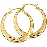 Gold Classic Twisted Hoop Earrings for Women | 10K or 14K Yellow Gold