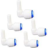 VistaraEonova 1/4" Push-Fit Hard Elbow, 5 Pcs | Plastic push-to-connect fitting for RO water filtration, pre-purifier, refrigerator &amp; coffee maker.