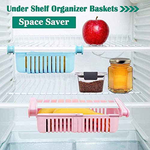 Fridge Drawer Organizer, 3 Pack Retractable Drawer Refrigerator Storage