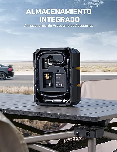 AstroAI Compresor para neumáticos de coche, bomba de aire de 10,3 bar, 12 V CC, con pantalla LCD en tiempo real, presión de los neumáticos preestablecida, desconexión automática, compresor de aire
