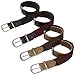 b.m.c BMC Boys 4pc Plain Dark Color Adjustable Elastic Band With Leather Loop Belt Set