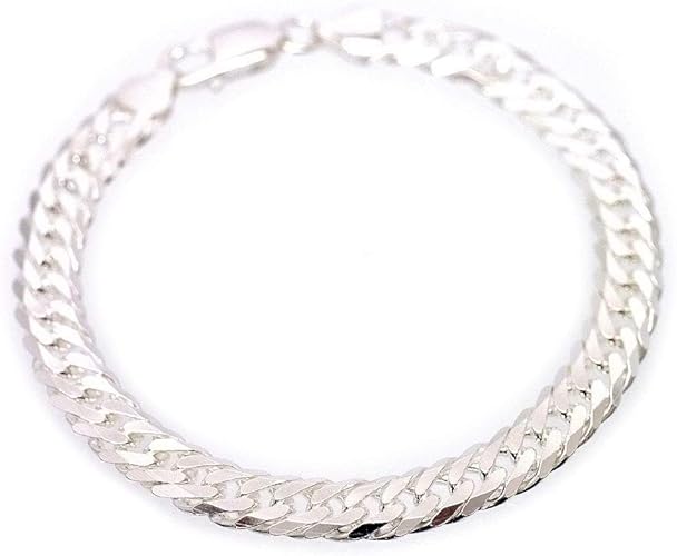 Amazon シルバーワン イタリア製 シルバー925 ダブル 喜平 ブレスレット メンズ C4 銀色 6面カット 幅8mm 厚2 5mm 長cm ジュエリー 通販