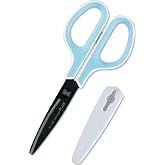 Plus Scissors SC-175SF Fit Cut Curved Fluorine Coated Memory Foam Grip White/Blue 34-516