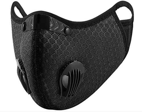 JINGCHENG Anti-Pollution Cycling Mask Activated Carbon Filtration Exhaust Gas Biking Mask PM 2.5 Face Mask for Running Motorcycling Riding and Hiking (BLACK)