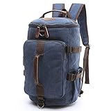 Backpacks for Men, Yousu Men's Canvas Backpack Vintage Large Capacity Duffel Bookbag Outdoor Traveling Multi Functional Rucksack Daypack 3-In-1 Blue
