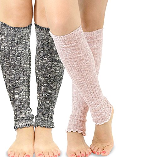 TeeHee Women's Fashion Leg Warmers Loose Bottom 2-Pack Assorted Colors (Dark)