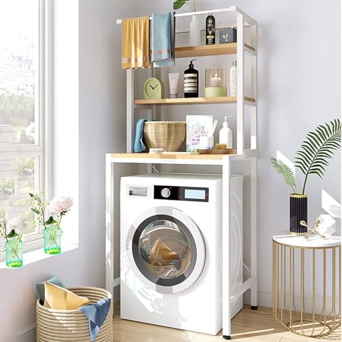Beauenty Bathroom Space Saver,The Drum Washing Machine Storage Rack,Laundry Room Organization,Bathroom Corner Stand Storage Organizer Accessories,Bathroom Toilet Tower Shelf Space Saver(3levels,White)