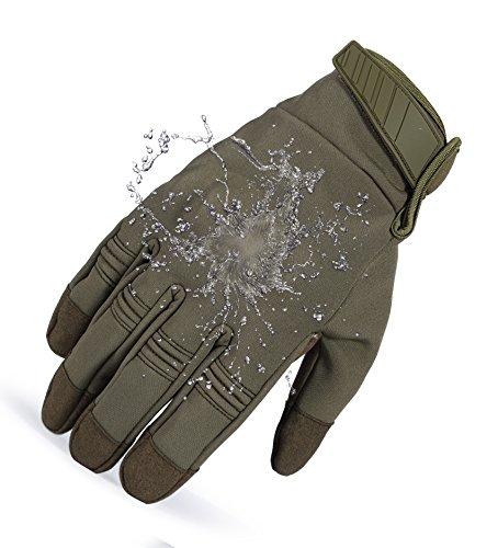JIUSY Winter Windproof Warmer Touch Screen Military Rubber Hard Knuckle Tactical Gloves Full Finger Gloves for Cycling Motorcycle Hunting Snowboard Riding Bicycle Work Outdoor Green Size Small
