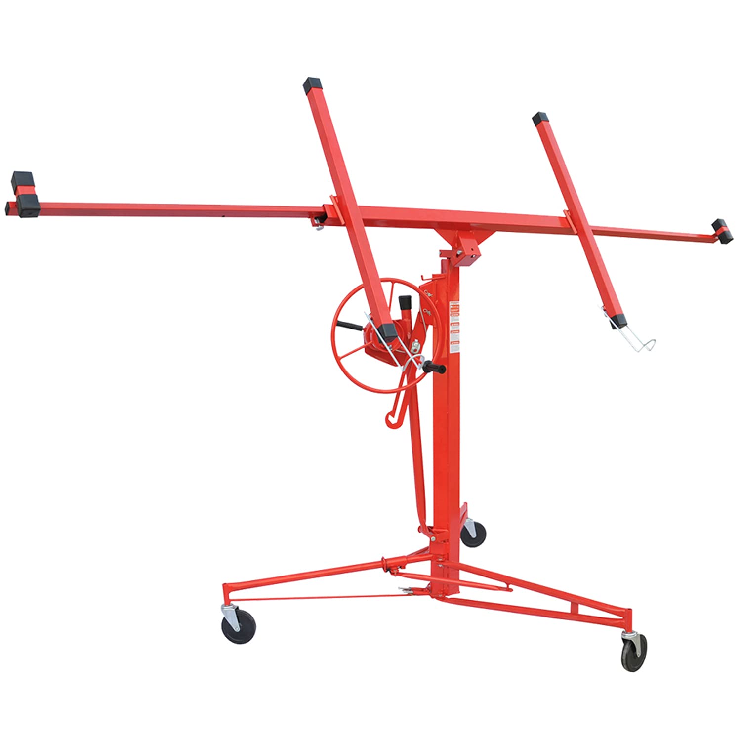 Photo 1 of Drywall Lift 11' Drywall Panel Hoist Construction Rolling Caster Wheel Lockable Tool Jack Lifter Jack Drywall Lift Construction Tools (Red)