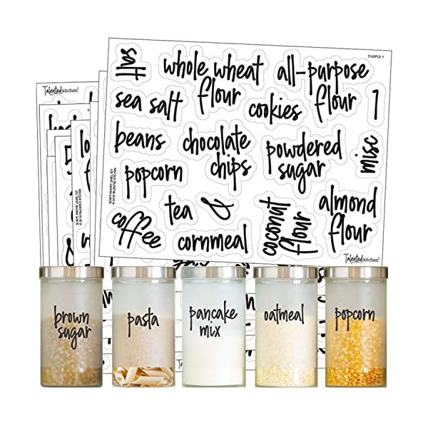 Talented Kitchen 157 Script Pantry Labels – 157 Kitchen Pantry Names – Food Label Sticker, Water ...