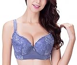 Women Sexy Plus Size Large Push Up Embroidered Underwired Plunge Lace Flower Bra