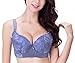 Women Sexy Plus Size Large Push Up Embroidered Underwired Plunge Lace Flower Bra