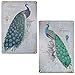 TISOSO Elegant Proud Peacock Tin Sign Art Oil Painting Wall Decor Garage Diner Cafe Vintage Metal Bar Signs for Home Living Room Bedroom Bathroom Office 2pcs-8x12inch