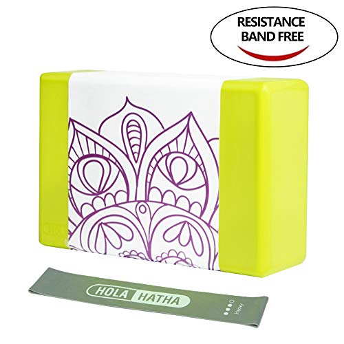 HolaHatha Yoga Block, 9’’x6’’x3’’ EVA Foam Block to Support and Deepen Poses, Improve Strength and Flexibility, Great for Yoga, Pilates, Workout, Fitness & Gym (Green, 9"x6"x3") - Thumbnail 5