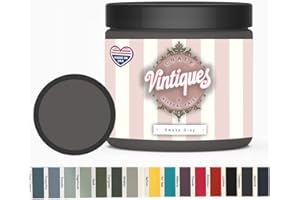 Vintiques Chalk & Mineral Paint plus color card, Matte Finish- Easy Application for DIY Projects - Furniture, Wood, Metal, Home Decor and More, Smoke Gray, 8oz