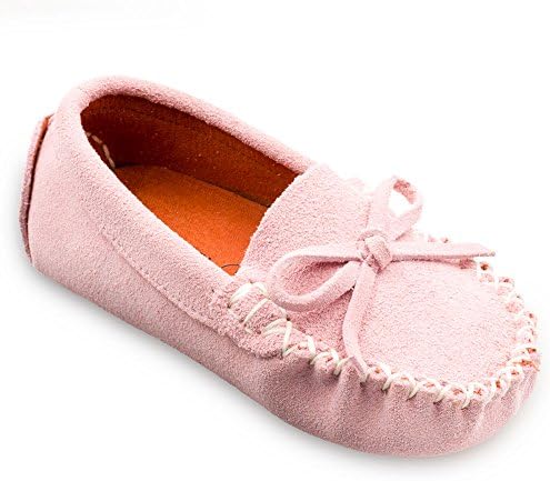 Augusta Baby Suede Leather Loafer Gommino Mocassin - Certified Leather - Pink Suede - US Toddler 8