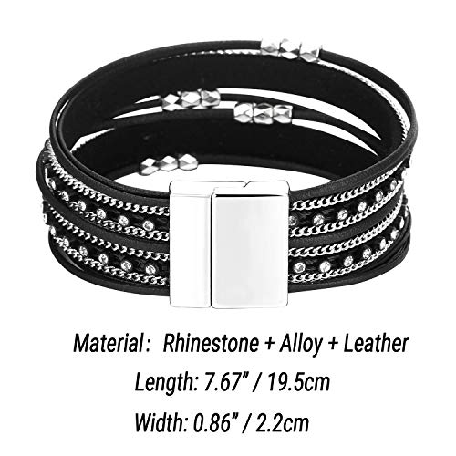 image for Fesciory Women Multi-Layer Leather Wrap Bracelet Handmade Wristband Br
