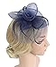 Urban CoCo Women's Vintage Flower Feather Mesh Net Fascinator Hair Clip Hat for Party Wedding (Navy Blue)