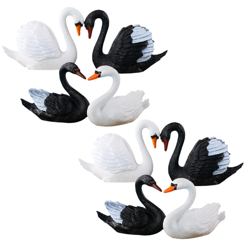 SUPVOX Couple Swan Ornaments Decorative Plastic Swan Figurines for Home Garden Table Car Decor Diy Flowerpot Accessories