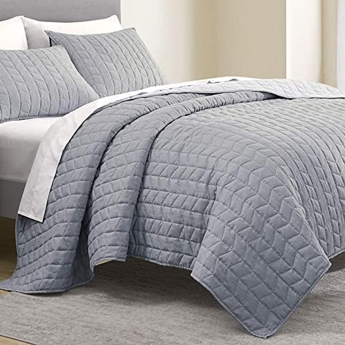 SHALALA King Size Quilt Sets ,Flannel King Quilt Bedding Set,3Piece