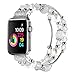 Simpeak Beaded Bracelet Band Compatible with Apple Watch Series 11/10 (42mm) 9/8/7(41mm) 6/SE/5/4 (40mm) 3/2/1(42mm), Women Fashion Elastic Bracelet Stretch Strap Compatible with iWatch 11 42mm, White