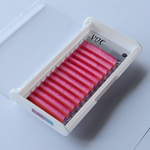 0.05 Silk 6 Colors Rainbow Lashes Colored Eyelash Extensions (Pink C curl 13mm)
