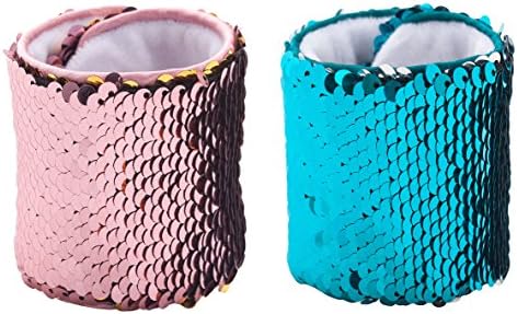 ROOSSI Personalized Reversible Sequins Velvet Lining Mermaid Bracelet Set of 2 PCS D