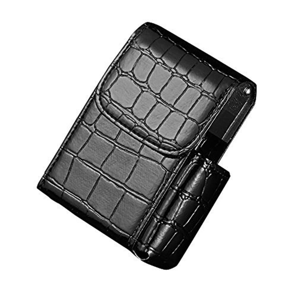 Cigarette Case, Boshiho PU Leather Cigarette Box with Lighter Holder Pouch Flip Top Tobacco Holder Metal Regular 20 Cigarettes Case Mothers Day Gift (Black)