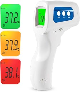 Baby Fieberthermometer, Easy@Home 3 in 1 Infrarot Stirnthermometer mit dreifarbiger hintergrundbeleuchteten LCD-Display, für Babys, Erwachsene und Kinder, Co-Branding, JXB-178