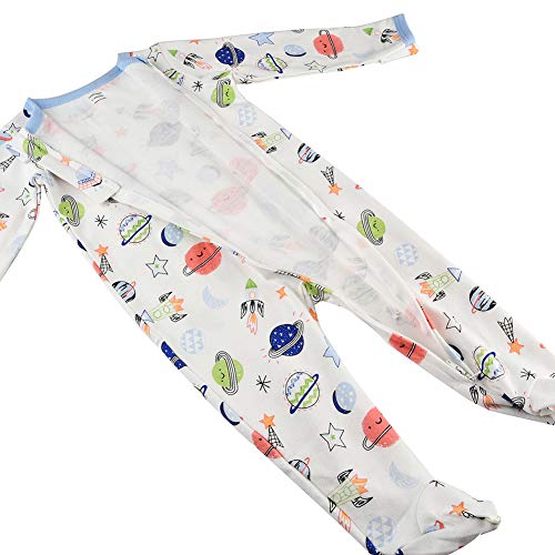 Baby Footed Pajamas Zipper with Mittens - 3 Packs Cotton Baby Boys' One-Piece Footies Onesie Pjs Sleep and Play Overall(Space/Vehicle/Whale,6-9 Months) - Thumbnail 6