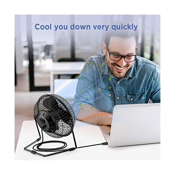 EasyAcc-USB-Desk-Fan-6-inch-Desktop-Silent-Fan-Air-Circulator-2-Speeds-360-Rotation-Brushless-Motor-Noiseless-for-Home-and-Office-Laptop-Notebook-PC-Desk-Table-Fan-Metal-Black EasyAcc USB Desk Fan 6 inch Desktop Silent Fan Air Circulator 2 Speeds 360° Rotation Brushless Motor Noiseless for Home…