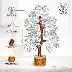 YATSKIA Larimar Gemstone Tree Feng Shui Bonsai for