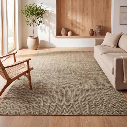 JONATHAN Y Easy Jute Rustic Indoor Outdoor Area Rug Brown 8X10, Rowena Herringb…