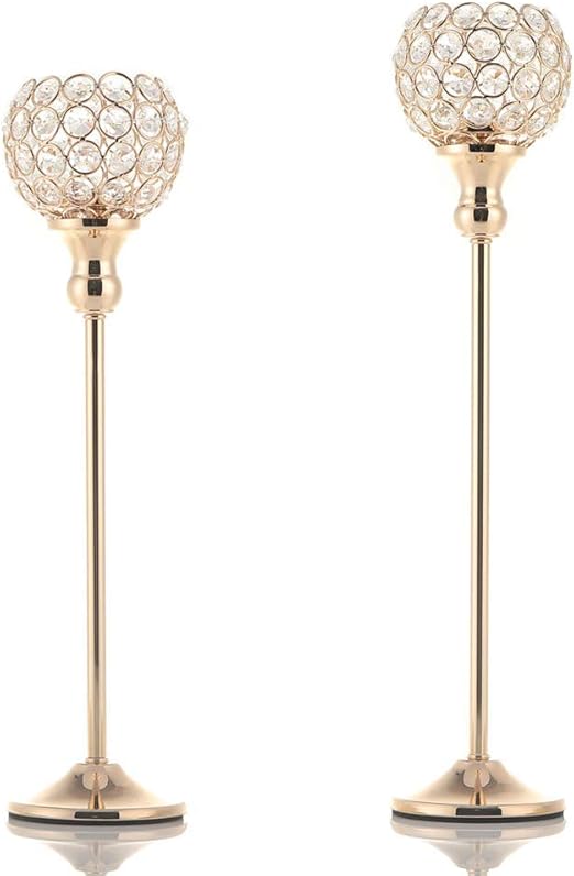Vincigant Gold Candle Holder Sets Crystal Candle Holders For Dining Coffee Table Centerpieces Home Decor Wedding 8 Inches Tall