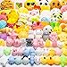 WATINC 60 Pcs Squeeze Toys, Birthday Gifts for Kids Party Favors, 30 Pcs Slow Rising Kawaii Simulation Bread Squeeze Toys 30 Pcs Mochi Squeeze Cat Panda Goodie Bags Egg Fillers, Keychain Phone Straps