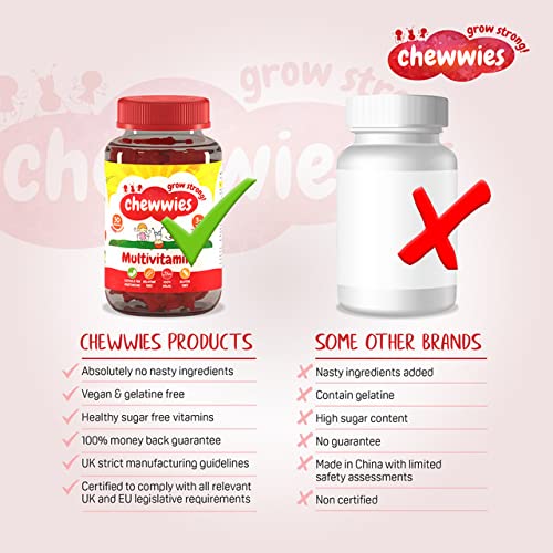 Chewwies Multivitamin Chewable Vegan Gummies Gelatin Free, Sugar