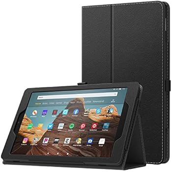 MoKo Case for All-New Amazon Fire HD 10 Tablet (7th Generation and 9th Generation, 2017 and 2019 Release) - Slim Folding Stand Cover with Auto Wake/Sleep for 10.1 Inch Tablet, Black