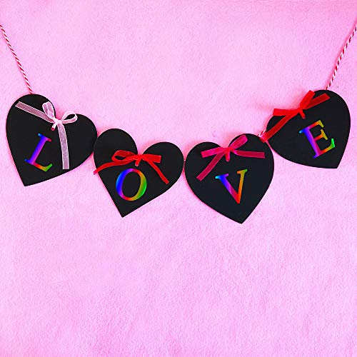 image for Supla 27 Set Art Rainbow Magic Scratch Paper Ornaments Valentine's Day