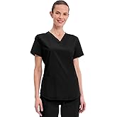 Cherokee Scrubs for Women V-Neck Top, 3 Pockets, Fade Resistant, Soft Stretch Fabric with Shirttail Hem & Side vents - WW665