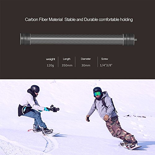 SKYREAT Carbon Fiber 13.7-Inch Extension Stick Monopod Rod for DJI Ronin-S Handheld Gimbal Stabilizer fit with 1/4" 3/8" Screws