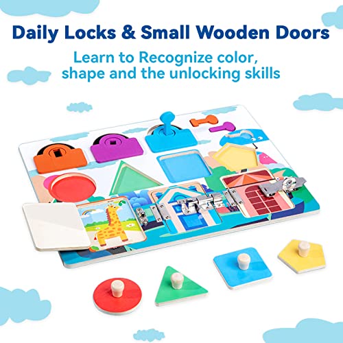 Doyolta Montessori Busy Board Shape Sorter Educational Toy for Toddlers