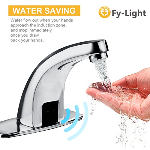 Sensor Water Tap,Fy-Light Automatic Infrared Sensor Faucet Touchless Hands Free Cold Water Tap for Bathroom