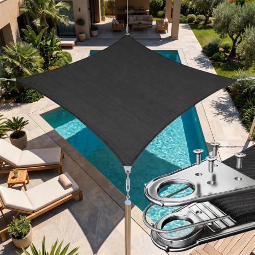 Amgo 28' x 39' Black Rectangle Super Ring Sun Shade Sail for… at Amazon