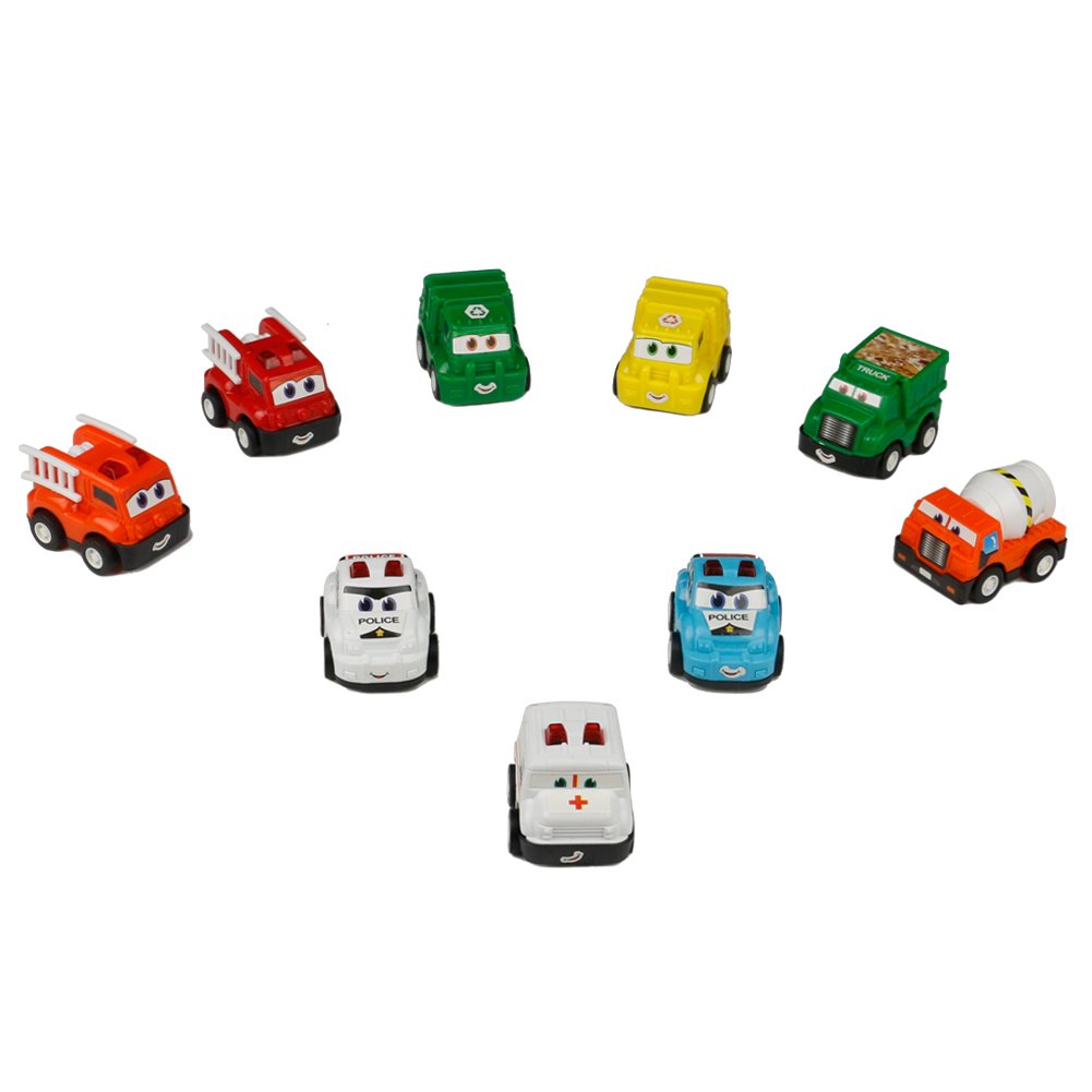 Véhicule Miniature Camion 9 Pcs Tire Hacia Atrás el Coche de Juguetes para Niños Niñas