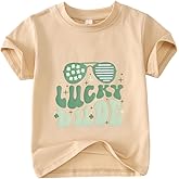 MODNTOGA Toddler Boy St Patricks Day Lucky Dude Shirt Shamrock Sunglasses Graphic T-Shirt Cute Clover Short Sleeve Tee Top